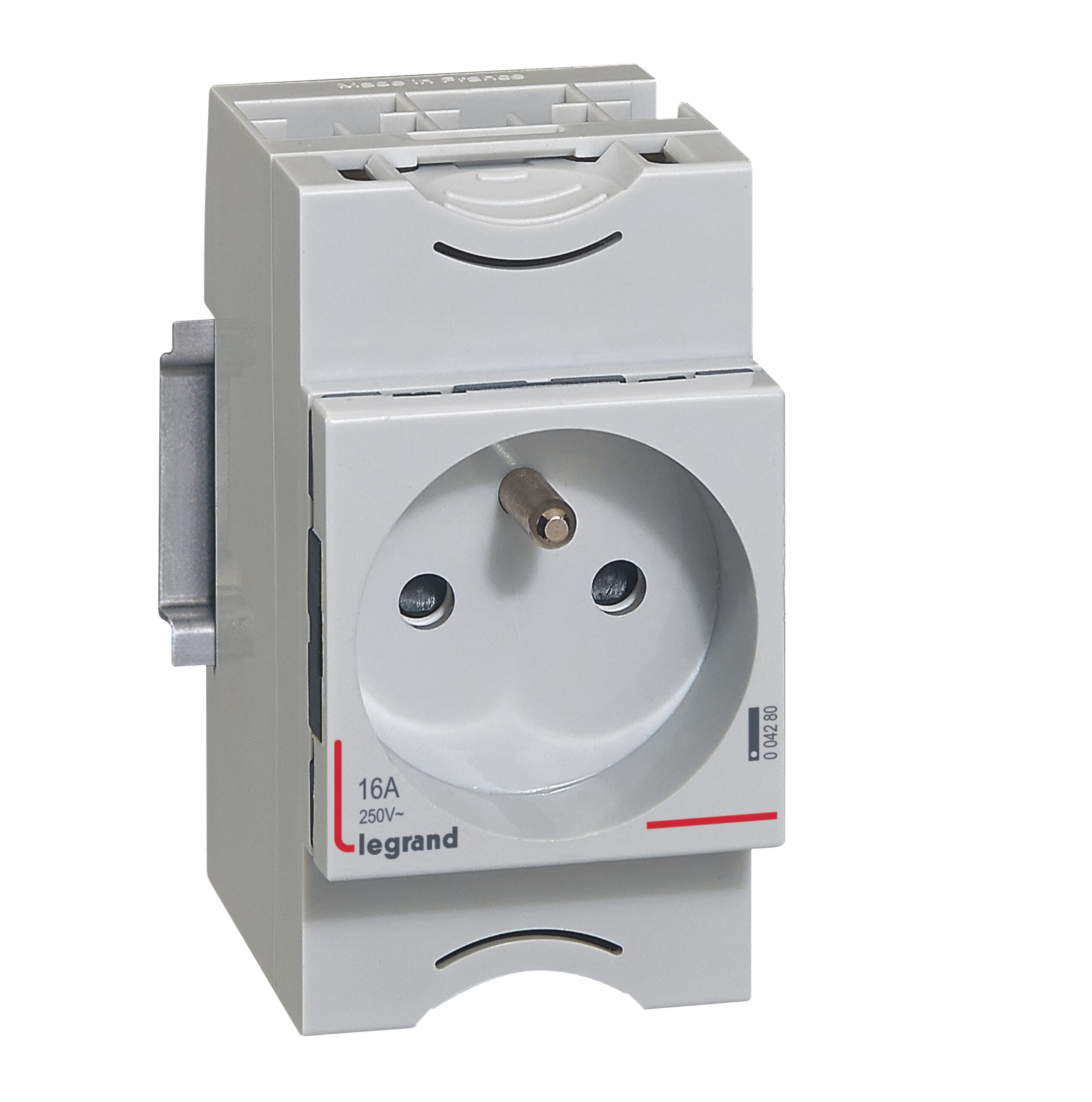 Prise de courant modulaire 10A à 16A 250V~ - 2P+T à éclips - 2,5 modules