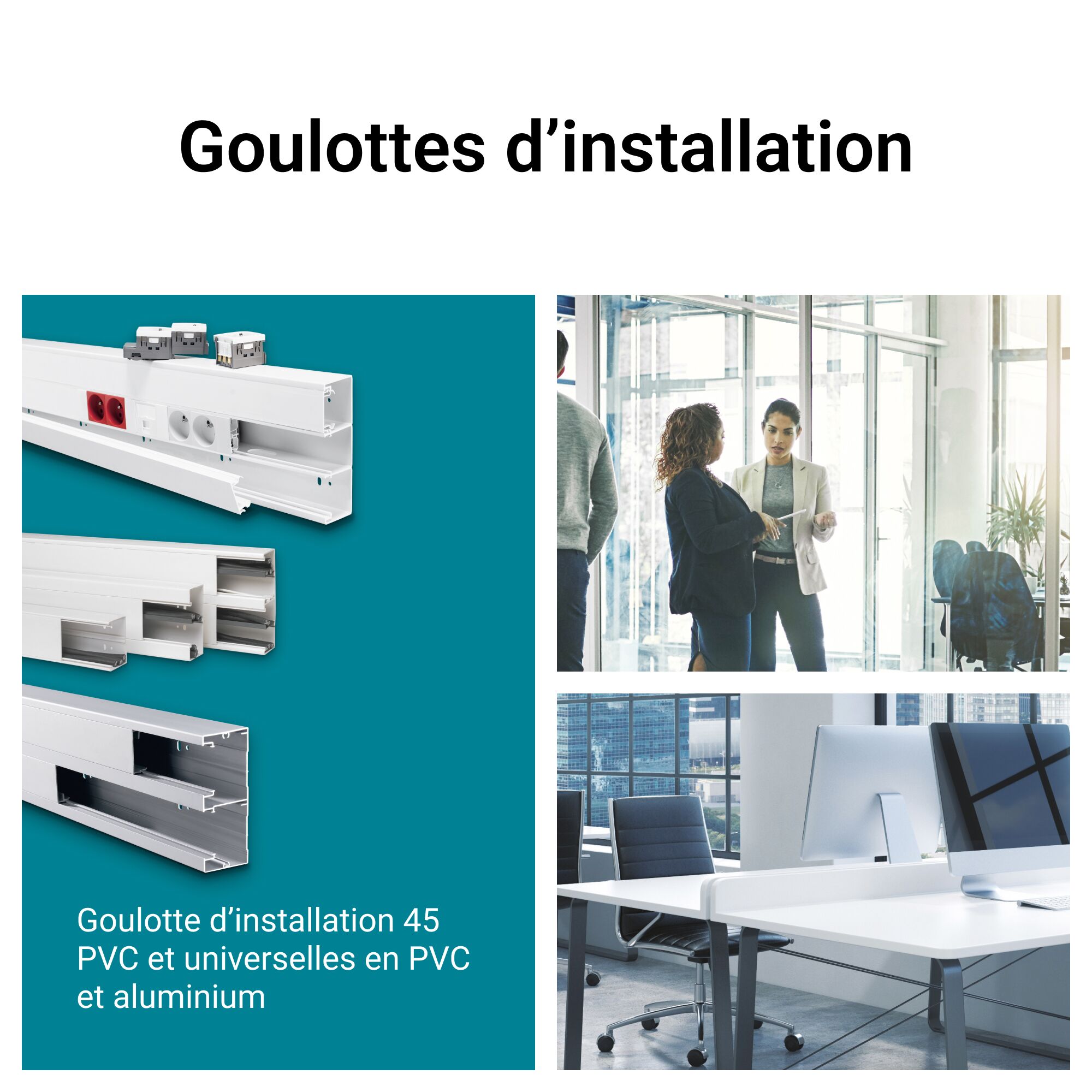 Goulotte Logix 45-160x50-3 compartiments-2m-Livré sans couvercle-PVC Blanc Artic