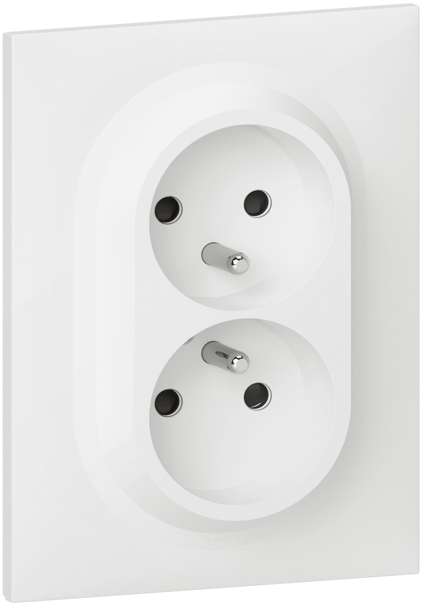 Double prise 2P+T compacte monobloc easyréno dooxie 16A avec plaque