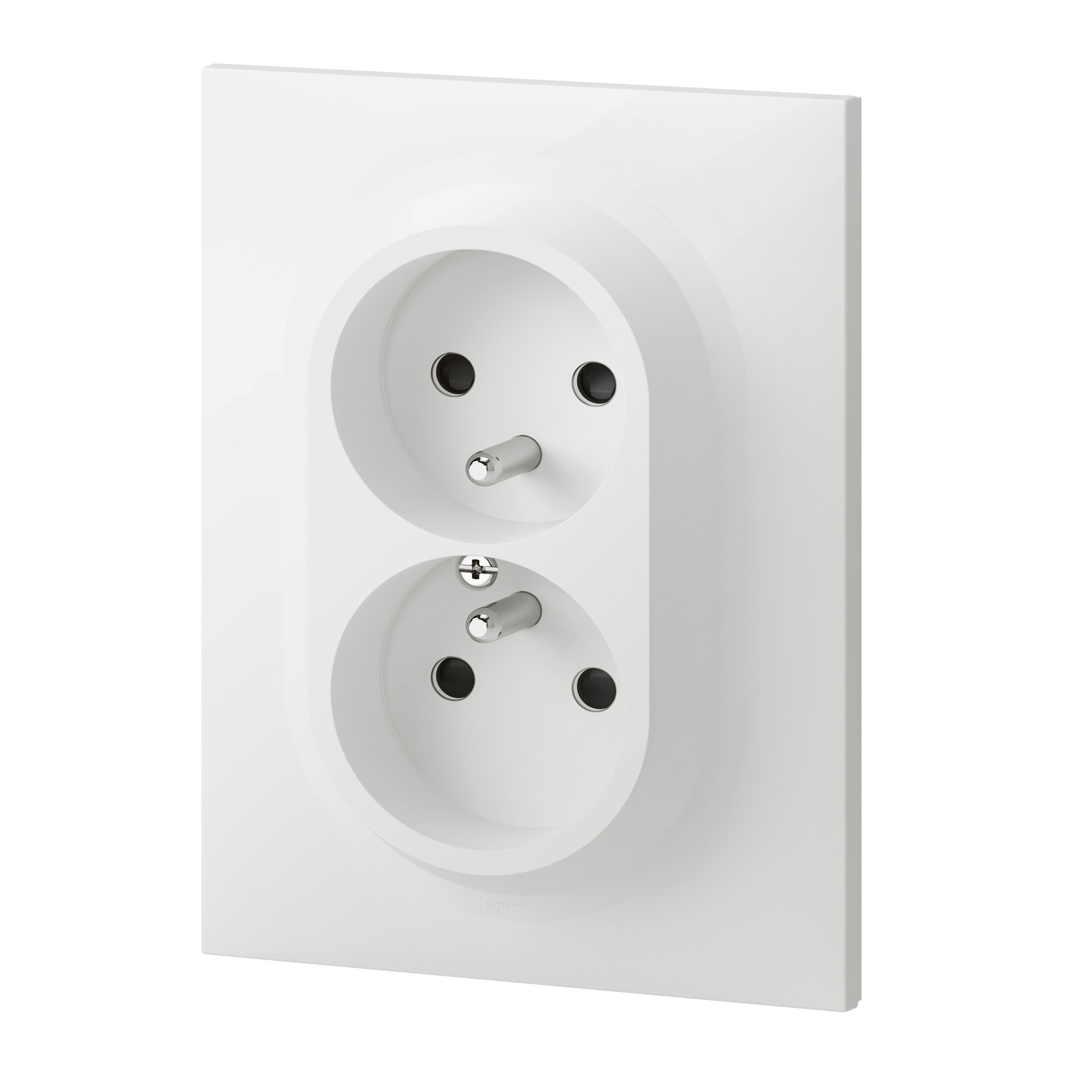 Double prise 2P+T compacte monobloc easyréno dooxie 16A avec plaque – Image 2