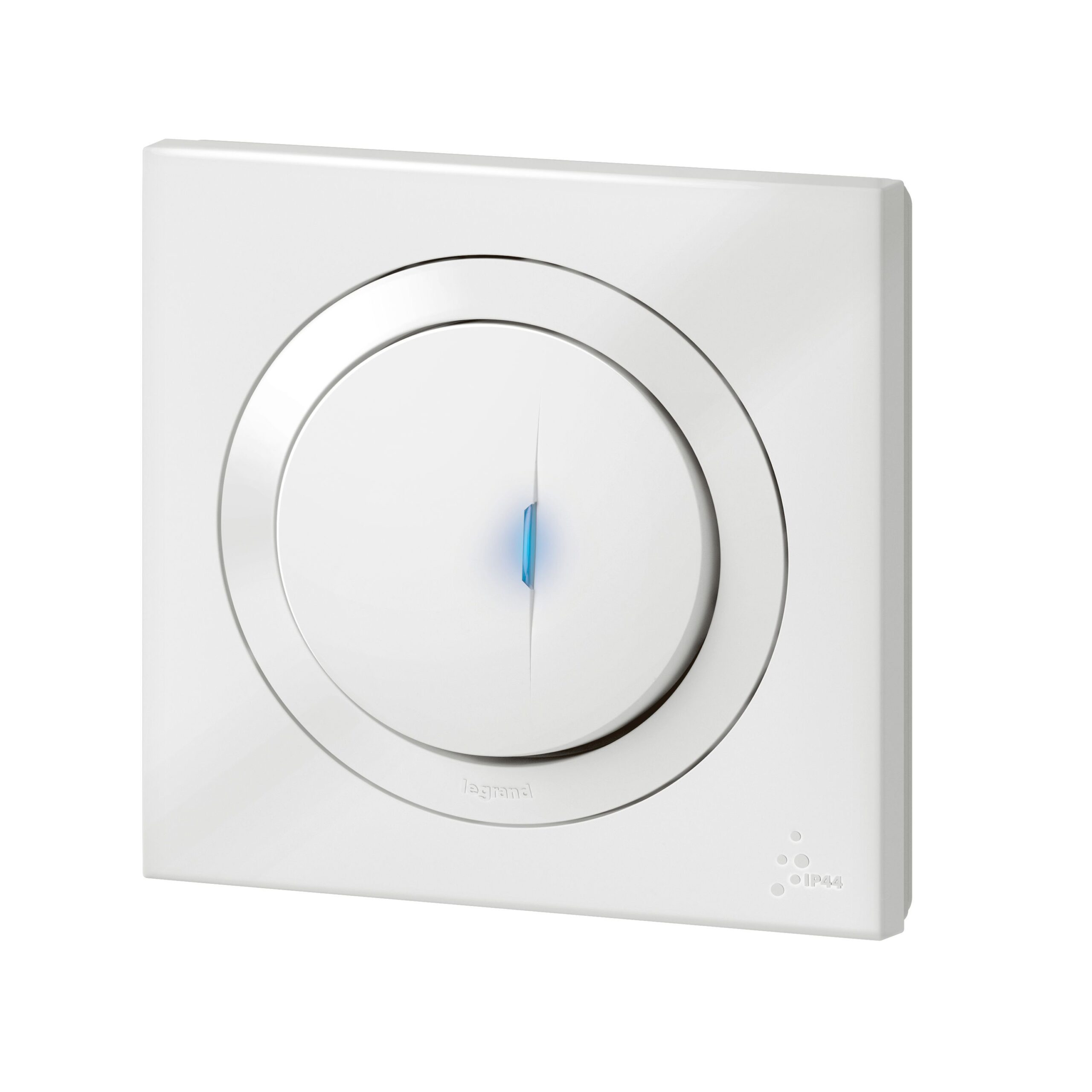 Poussoir simple lumineux dooxie IP44 6A 250V~ livré avec plaque carrée blanche – Image 2
