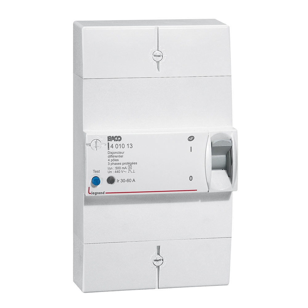 Disjoncteur de branchement Enedis 4P tétrapolaire diff 500mA sélectif - 60A