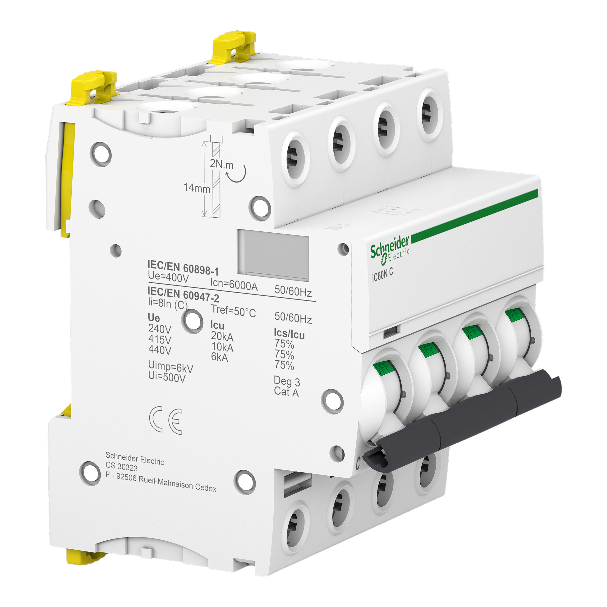 Acti9 iC60N - Disjoncteur - 4P - 20A - Courbe C - 400Vca - 6000A/10kA – Image 2