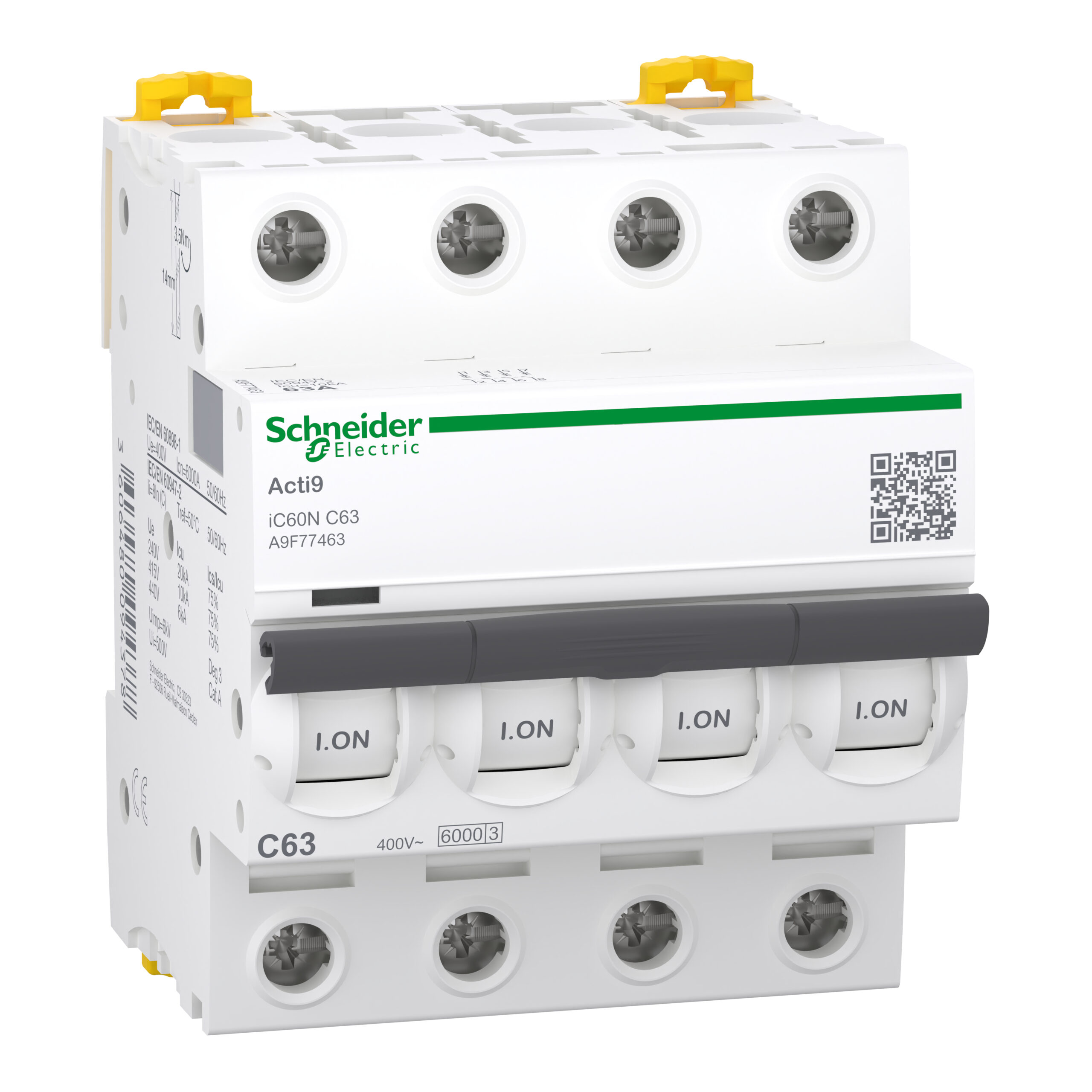 Acti9 iC60N - Disjoncteur - 4P - 63A - Courbe C - 400Vca - 6000A/10kA – Image 3