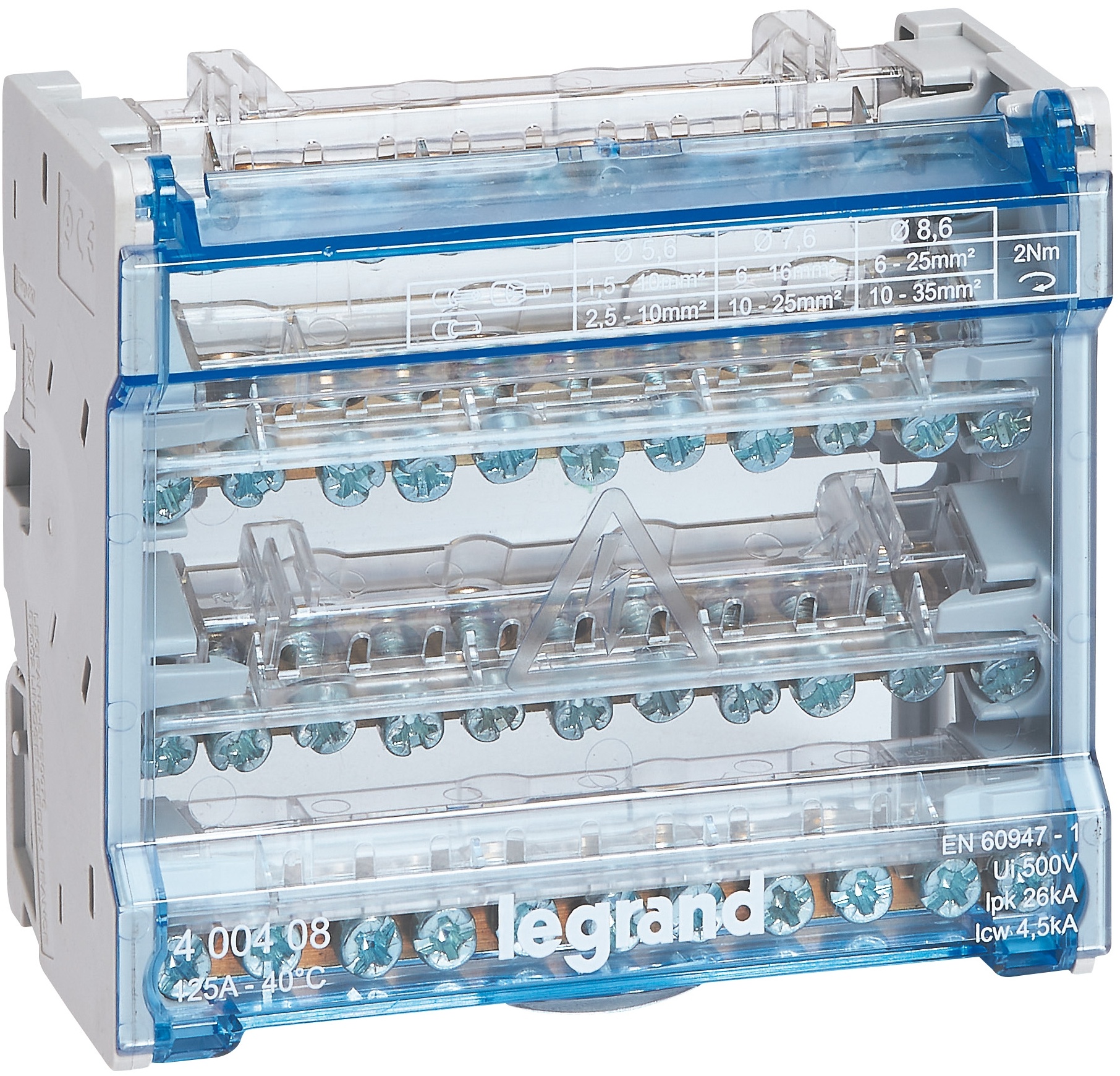 Répartiteur modulaire 4P 125A - 6 modules