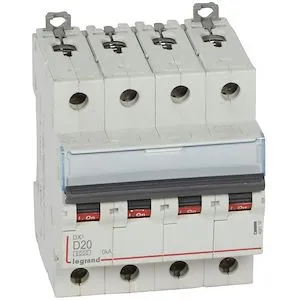 Disjoncteur DX³ 6000-vis/vis-4P-400V~-20A-10kA-courbe D-peigne HX³ trad 4P - 4M – Image 2