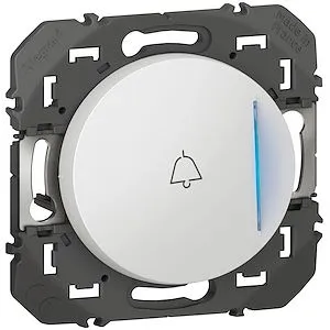 Poussoir simple voyant lumineux marquage sonnette dooxie 6A 250V~ finition blanc – Image 4