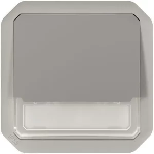 Poussoir NO-NF lumineux porte-étiquette Plexo composable gris 069544L