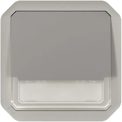 Poussoir NO-NF lumineux porte-étiquette Plexo composable gris 069544L
