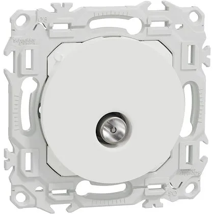 Odace - prise TV simple mâle - sortie coaxiale - blanc craie S920445