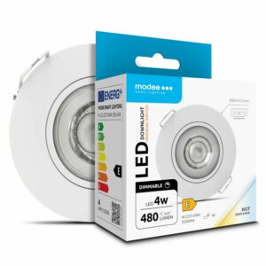 Modee Spot downlight LED orientable Rond 4W 3CCT IP44 D80xH32mm ROT (480 lumens) Blanc ERP